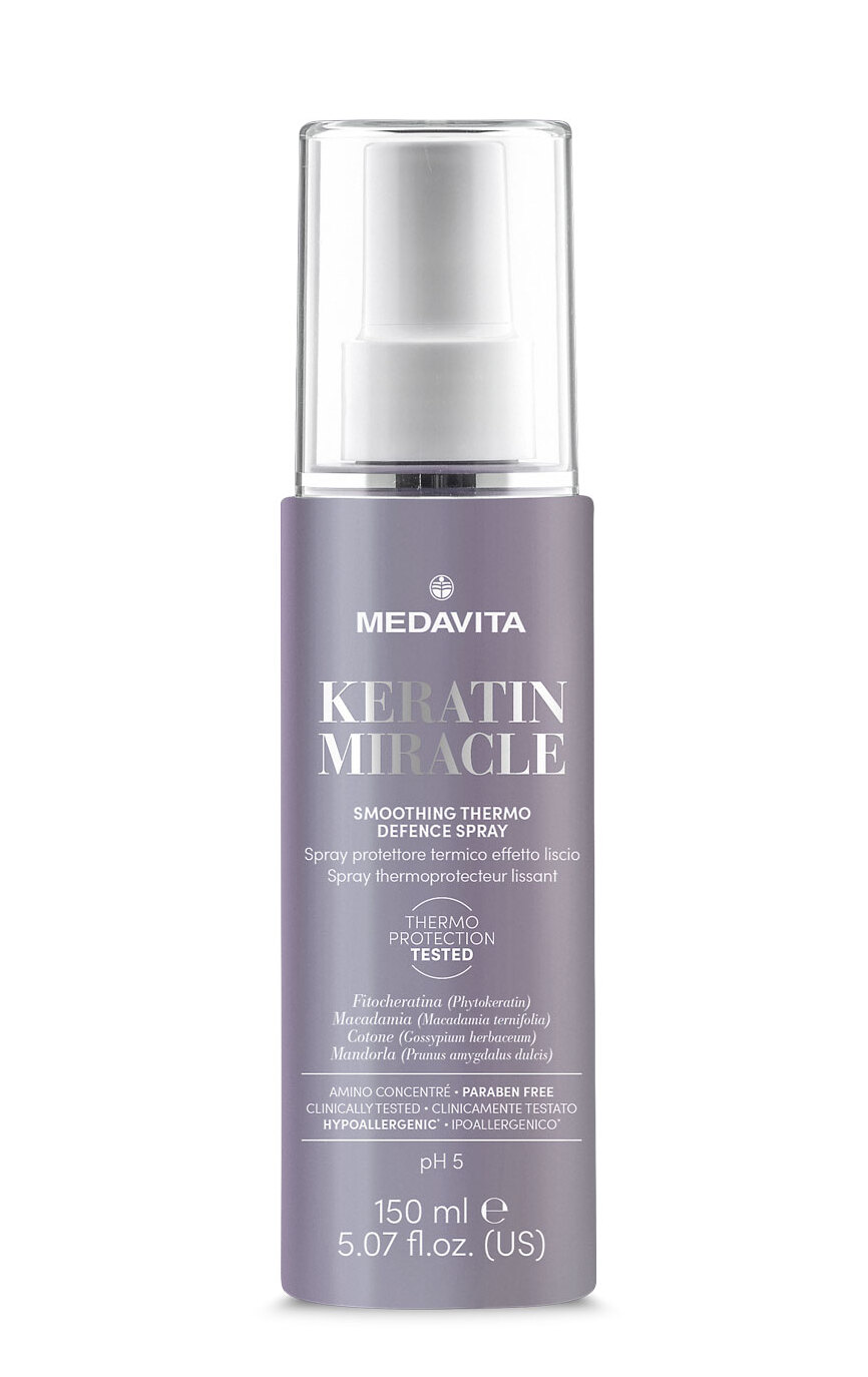 Розгладжувальний термозахисний спрей для всіх типів волосся / Medavita Keratin Miracle Smoothing The