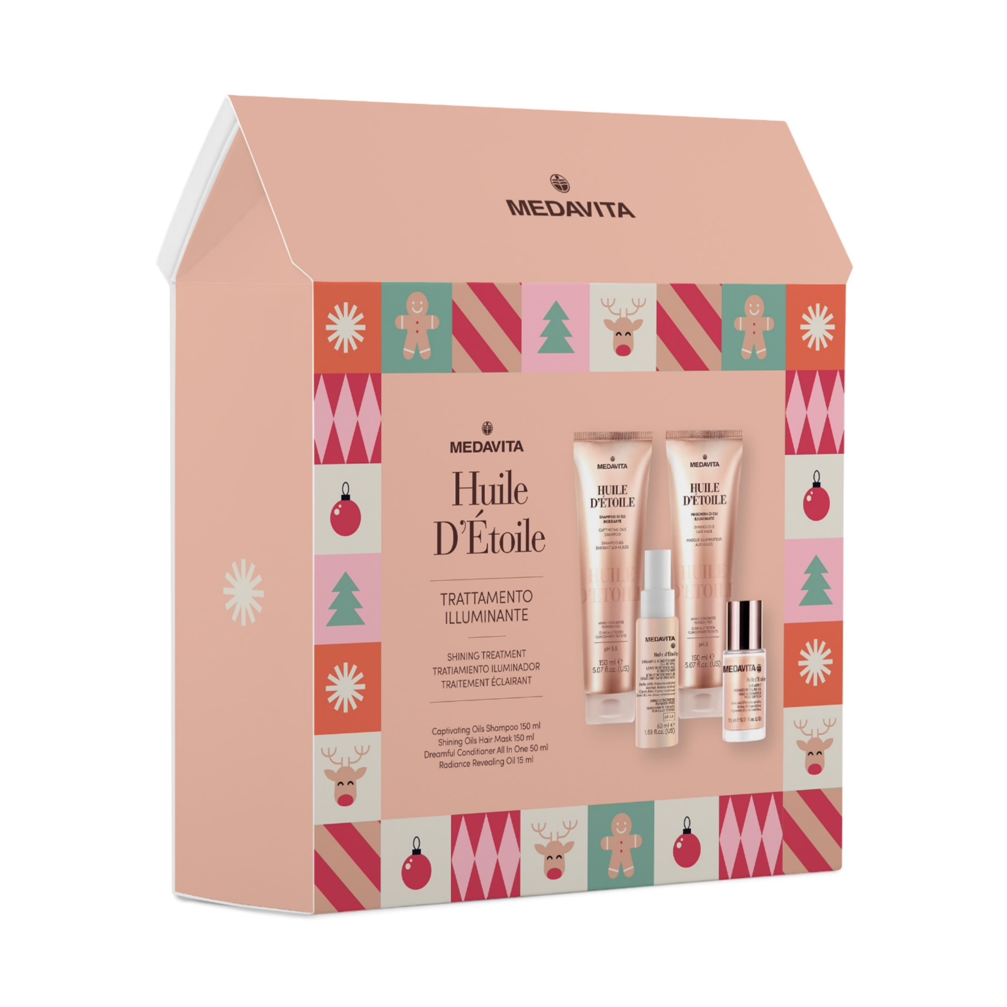 Набір різдвяний для неймовірного блиску волосся /  Medavita HUILE D'ETOILE Christmas kit