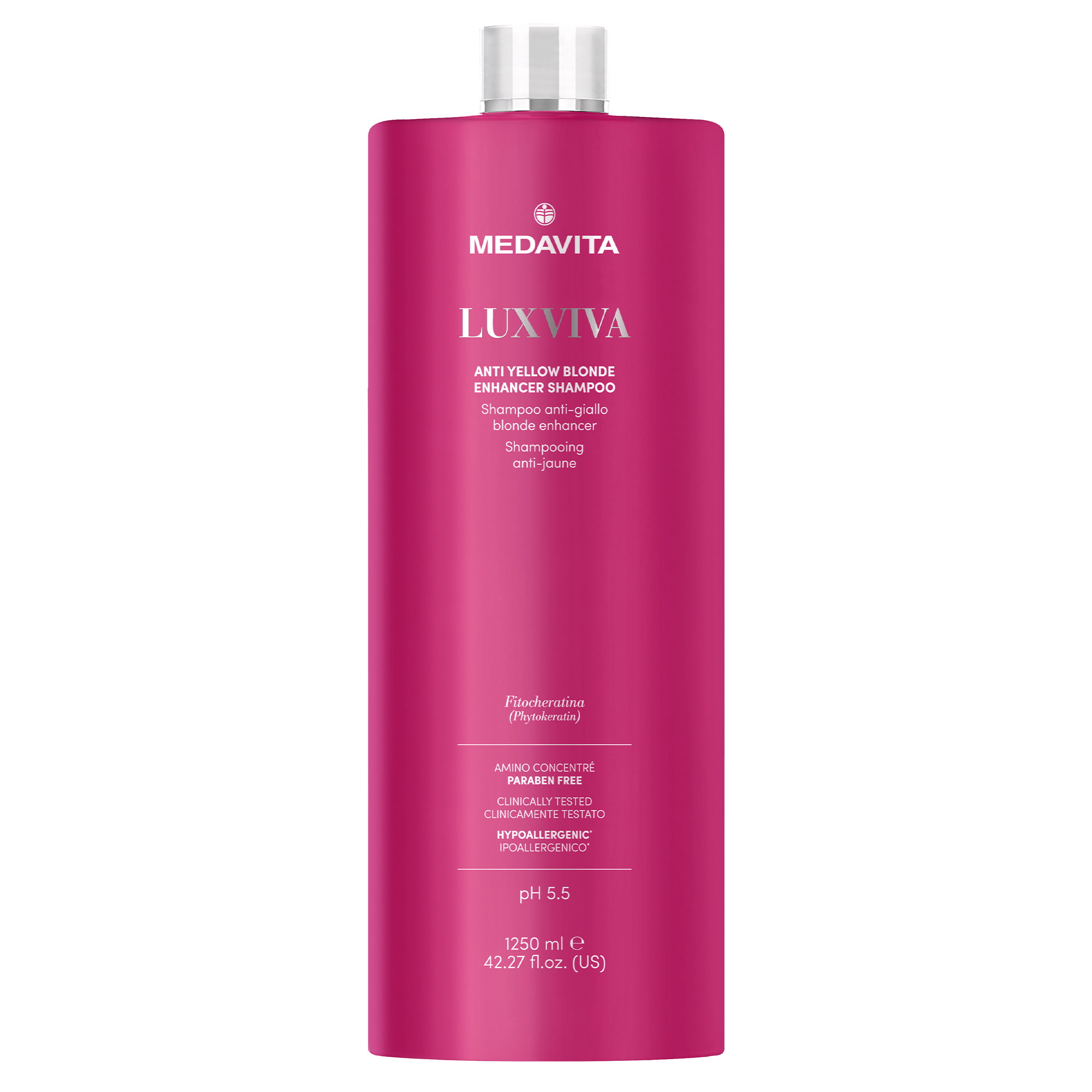 Антижовтий шампунь для волосся для професійного використання / Medavita Luxviva Anti Yellow Blonde E